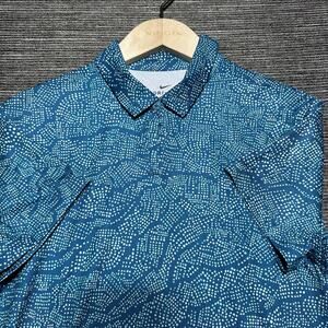 Nike Dri Fit Polo Shirt Women's Size M Blue Dot UPF Golf BV0162-301